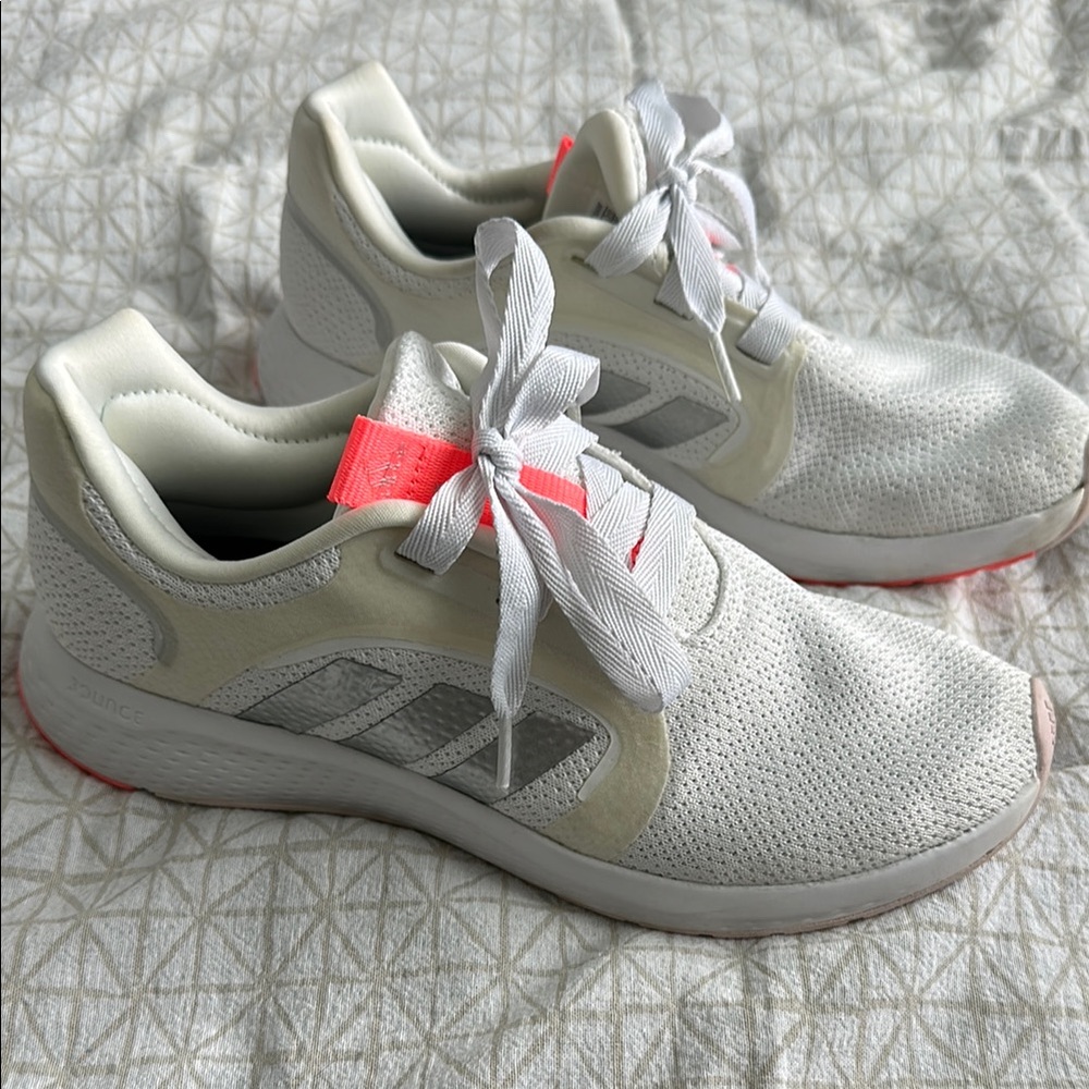 Adidas Edge Lux Running Shoes White Sneakers with Coral Accents